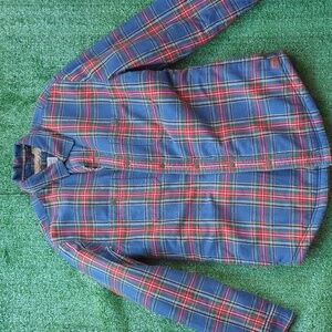 Men's Blue and Red Plaid Jacket
